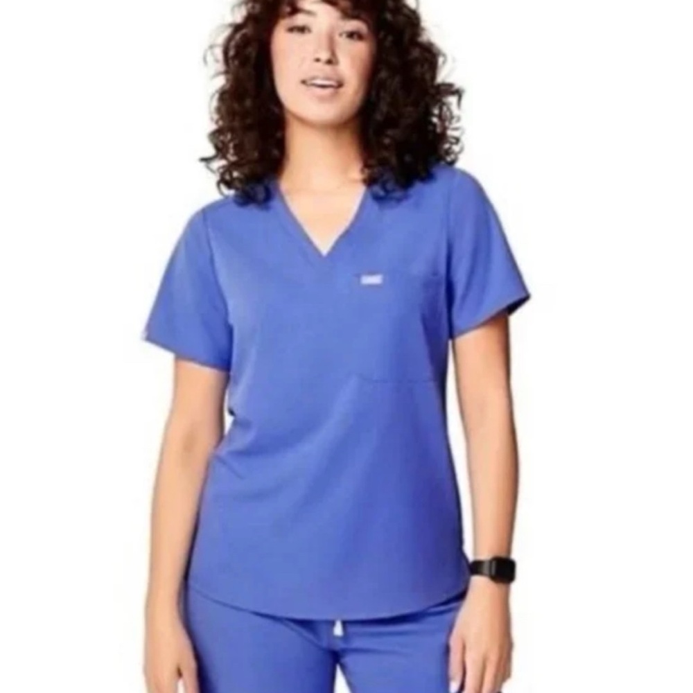 FIGS Technical Collection Denim Blue Catarina Scrub Top XL